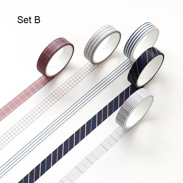 Basic Pattern Washi Tape (Set of 5)