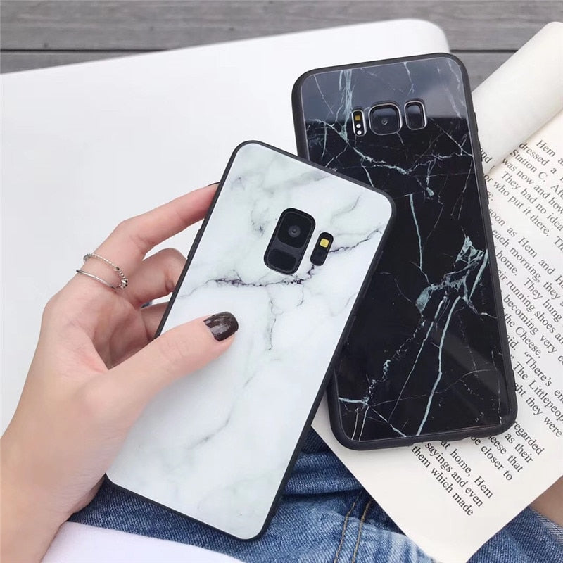 Tempered Glass Marble Samsung Case