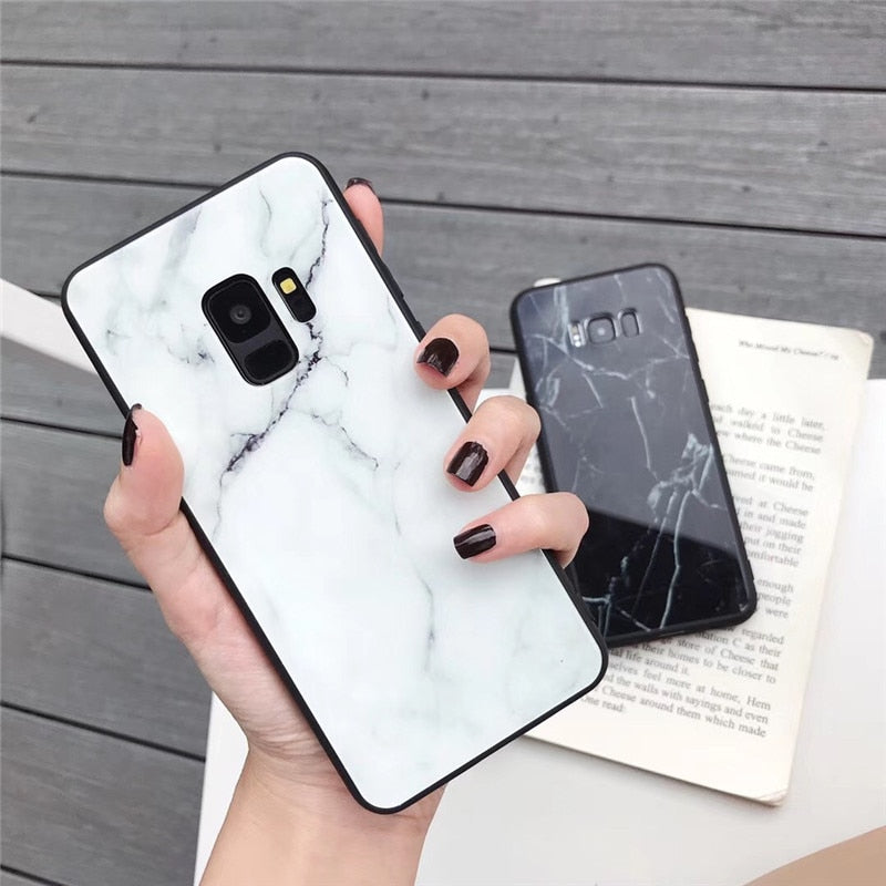 Tempered Glass Marble Samsung Case
