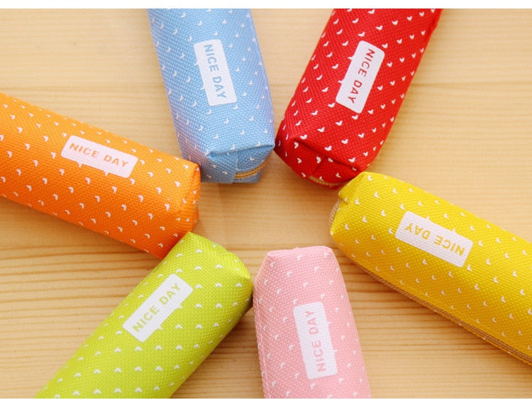 Nice Day Heart-Shaped Pattern Pencil Case