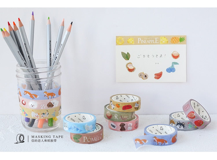 Fruits & Animals Washi Tape (Set of 6)